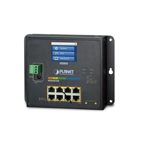 Planet WGS-5225-8P2SV 8 Port Gigabit Ethernet 10/100/1000T Layer 2+ PoE Managed Wall Mountable Industrial Switch + 2x Gigabit SFP with LCD Touch Screen